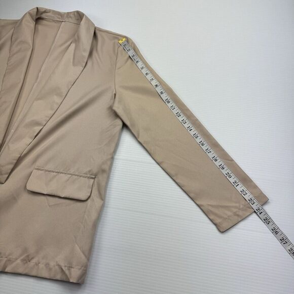 Beige Blazer Long Sleeve Open Front Size XL Work Office Jacket Lightweight - Picture 9 of 11